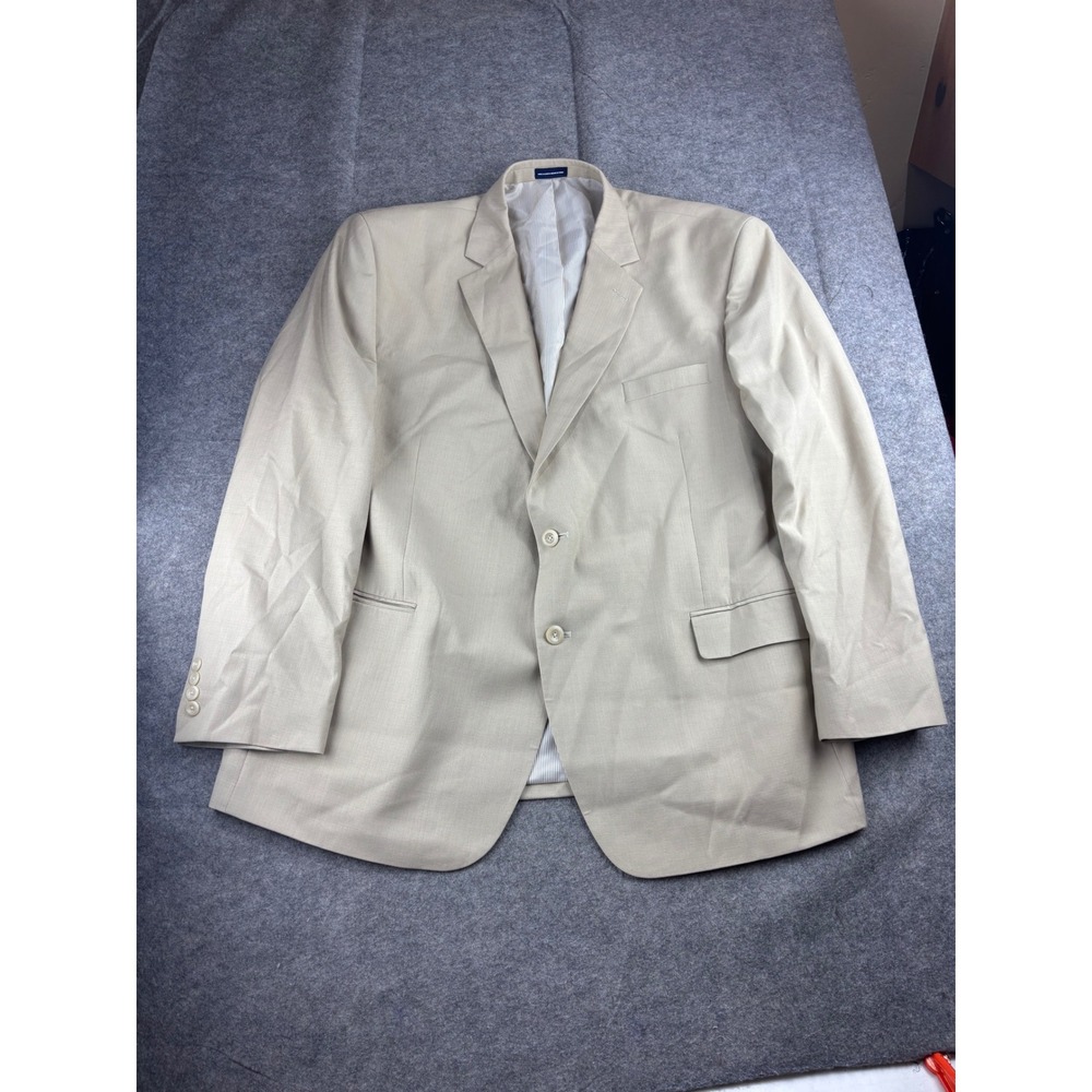 Stafford Essentials Mens 50R Blazer Tan Beige 2 Button Sport Coat Jacket 50 R